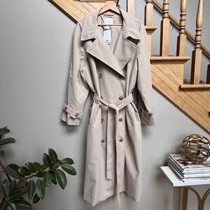 NWT H&M Double Breasted Plus Size Trench Coat XXL Belt Unisex Beige Tan Utility